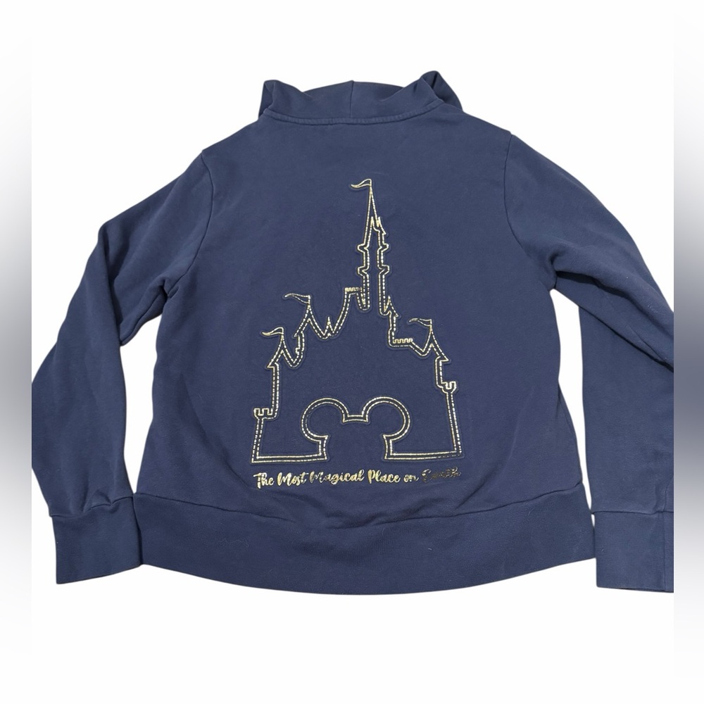 Disney Women's Zip Hoodie - Most Magical Place On Earth - Navy size Small